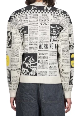 Fashion Kapital 8G Knit NEWSPAPER Crew Sweater (KOUNTRY NEWS) - Natural