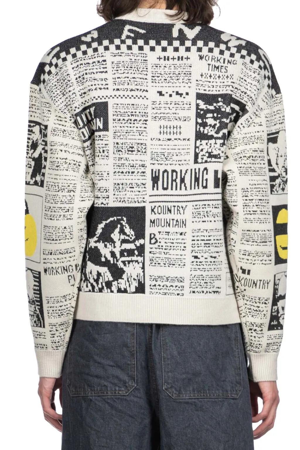 Fashion Kapital 8G Knit NEWSPAPER Crew Sweater (KOUNTRY NEWS) - Natural