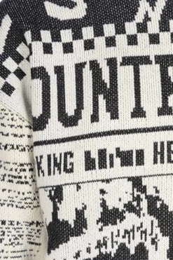Fashion Kapital 8G Knit NEWSPAPER Crew Sweater (KOUNTRY NEWS) - Natural