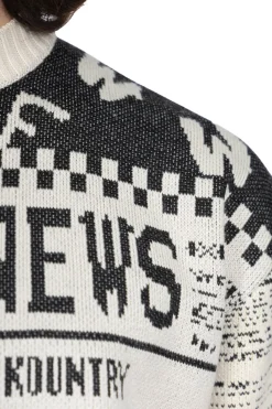 Fashion Kapital 8G Knit NEWSPAPER Crew Sweater (KOUNTRY NEWS) - Natural
