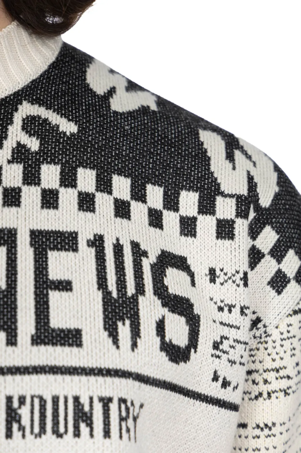 Fashion Kapital 8G Knit NEWSPAPER Crew Sweater (KOUNTRY NEWS) - Natural