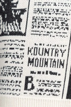 Fashion Kapital 8G Knit NEWSPAPER Crew Sweater (KOUNTRY NEWS) - Natural