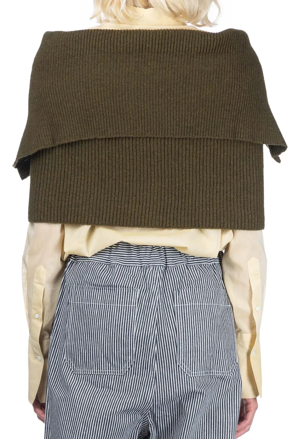 Best Kapital 7G Rib Knit ZIP UP Cape - Khaki
