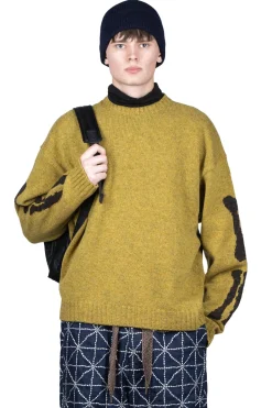 Hot Kapital 5G Wool BONE Crew Sweater - Mustard