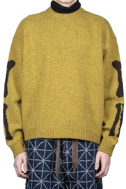 Hot Kapital 5G Wool BONE Crew Sweater - Mustard