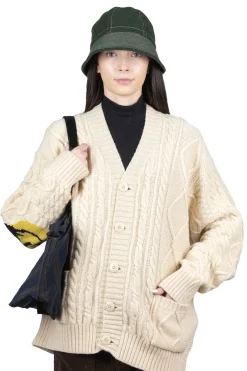 Fashion Kapital 5G Wool Cable Knit Elbow-CAPITAL Cardigan - Natural