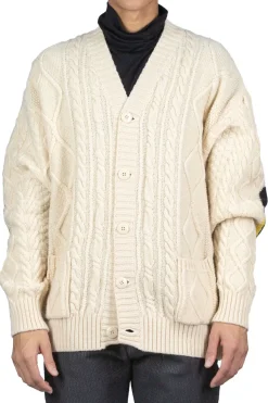 Hot Kapital 5G Wool Cable Knit Elbow-CAPITAL Cardigan - Natural