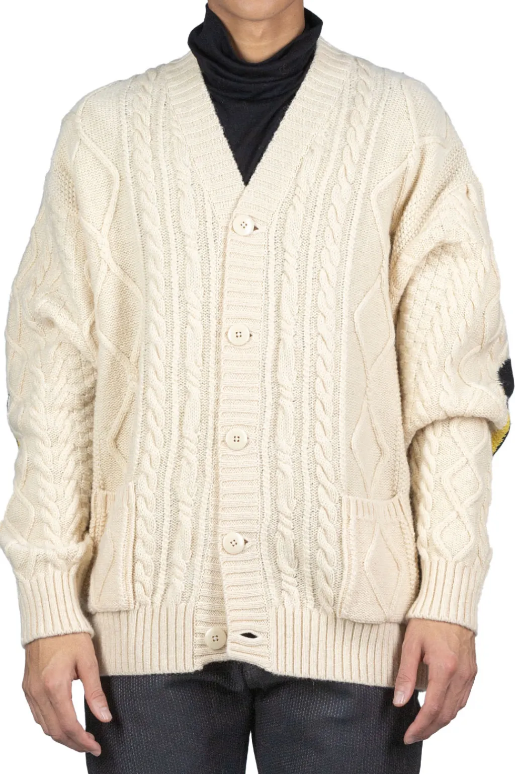 Hot Kapital 5G Wool Cable Knit Elbow-CAPITAL Cardigan - Natural