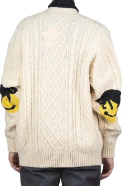 Hot Kapital 5G Wool Cable Knit Elbow-CAPITAL Cardigan - Natural