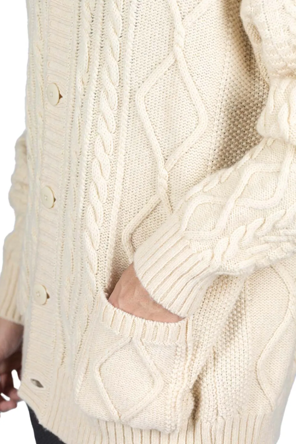 Hot Kapital 5G Wool Cable Knit Elbow-CAPITAL Cardigan - Natural