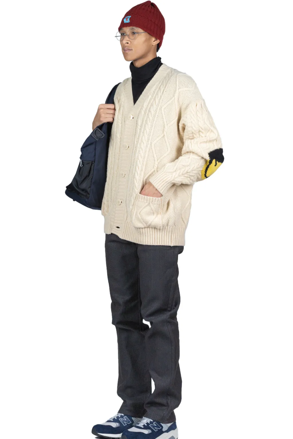 Hot Kapital 5G Wool Cable Knit Elbow-CAPITAL Cardigan - Natural