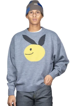 Hot Kapital 7G Wool Crew Sweater (CONEYBOWY) - Grey
