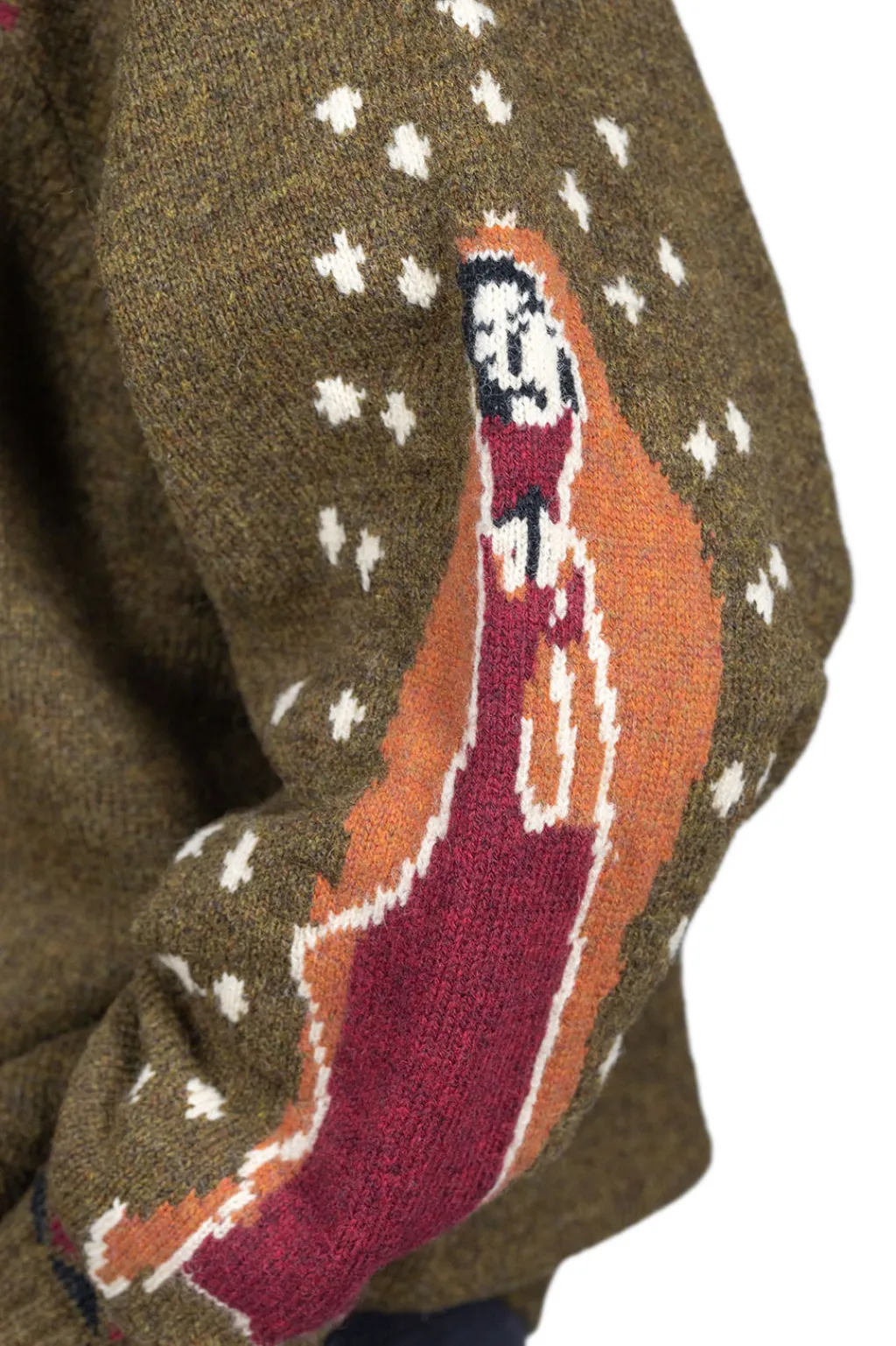 Hot Kapital 5G Wool Elbow VIRGIN MARY Nordic Sweater - Khaki