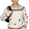 Online Kapital 3G Wool NORDIC Hole Punch Raglan Crew Sweater - Natural
