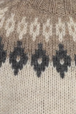 Online Kapital 3G Wool NORDIC Hole Punch Raglan Crew Sweater - Natural