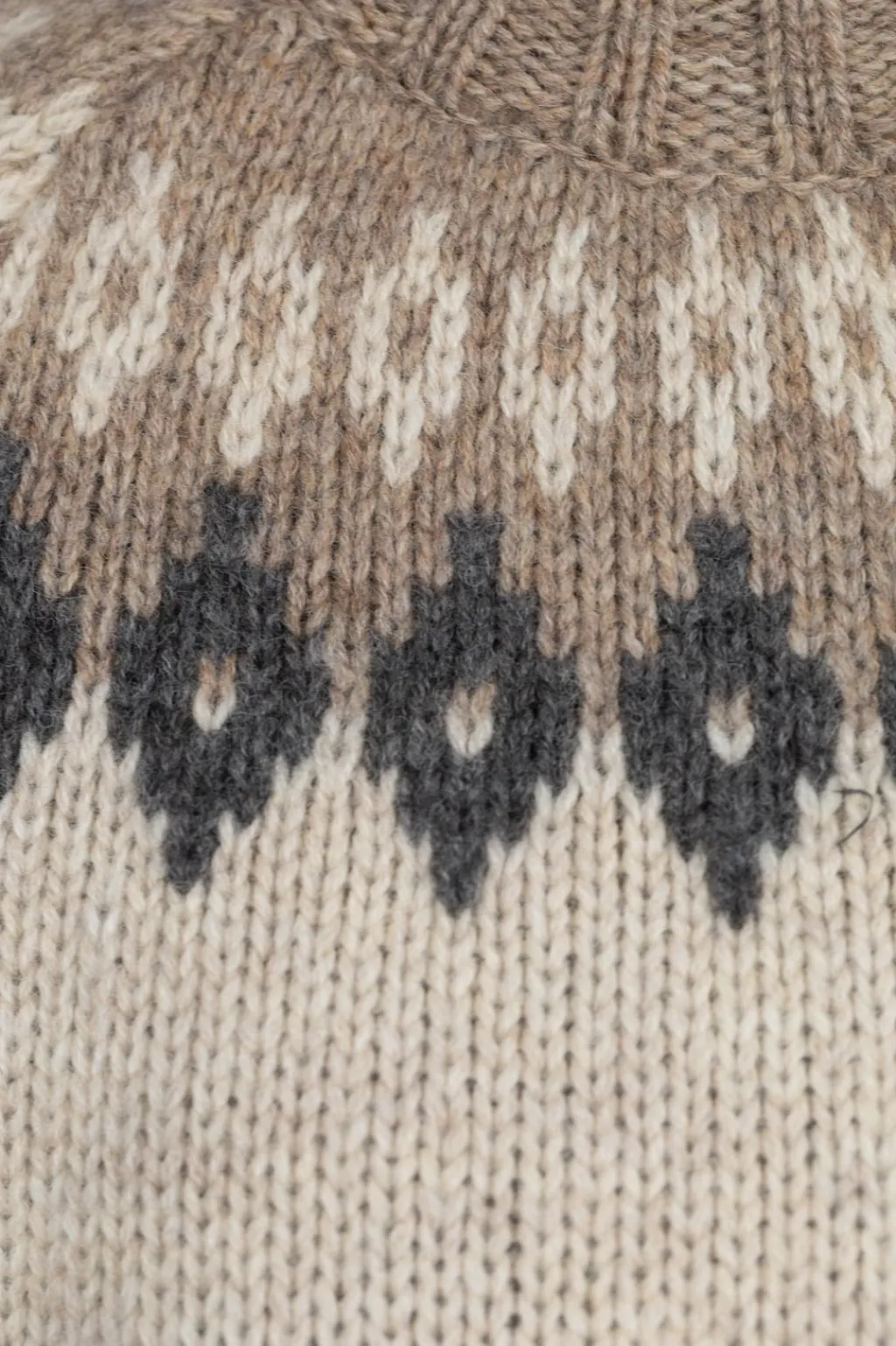 Online Kapital 3G Wool NORDIC Hole Punch Raglan Crew Sweater - Natural