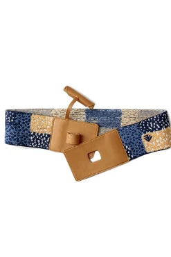 Outlet Kapital GABBEH Elastic Leather Toggle Buckle Belt (Patchwork)