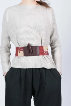 Outlet Kapital GABBEH Elastic Leather Toggle Buckle Belt (Patchwork)