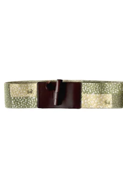 Outlet Kapital GABBEH Elastic Leather Toggle Buckle Belt (Patchwork)
