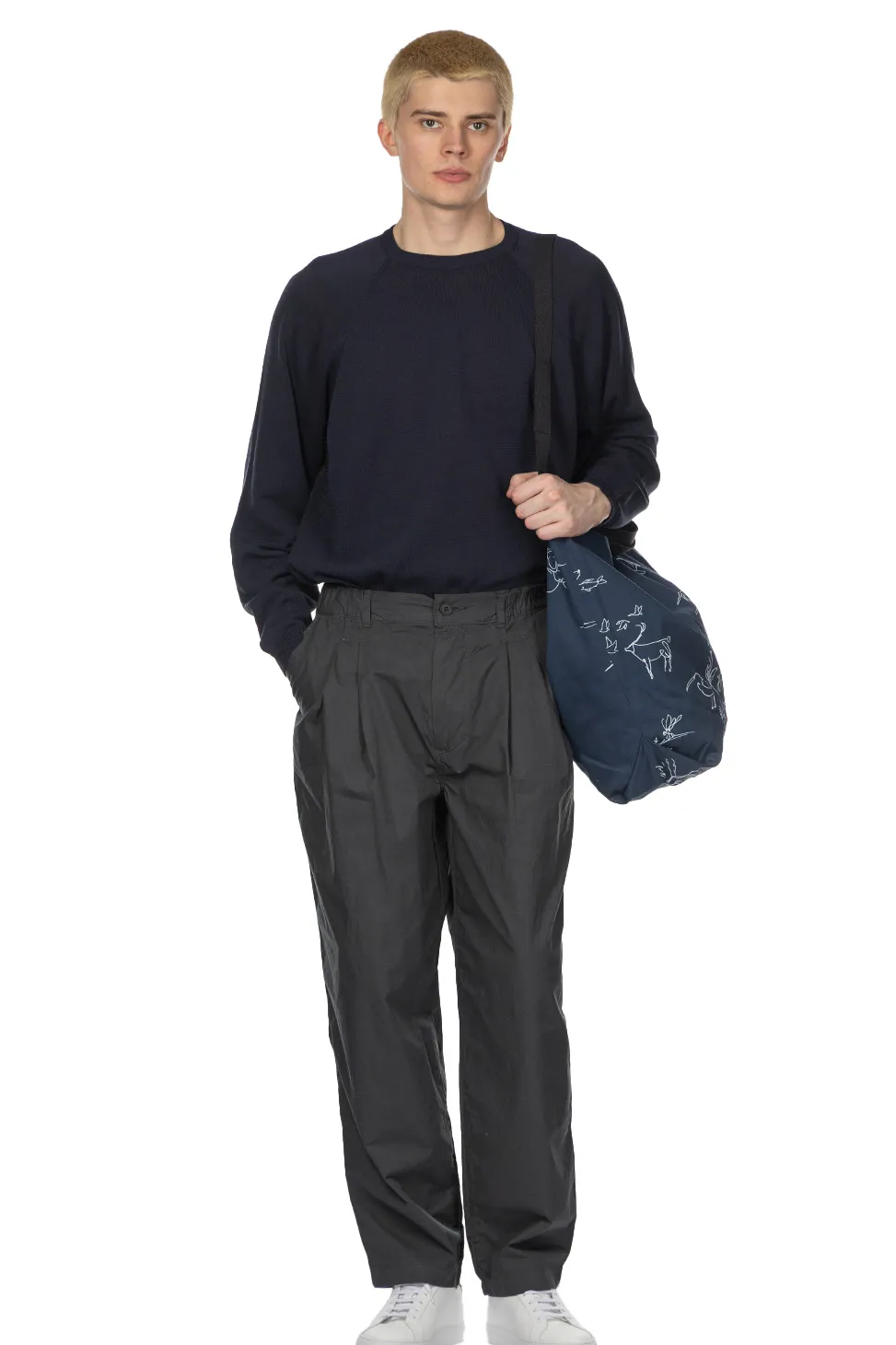 Fashion Still by Hand Garment Dye 2 Tuck Pants - Green Charcoal