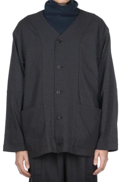 Clearance ts(s) Gingham Plaid Reversible Collarless Jacket