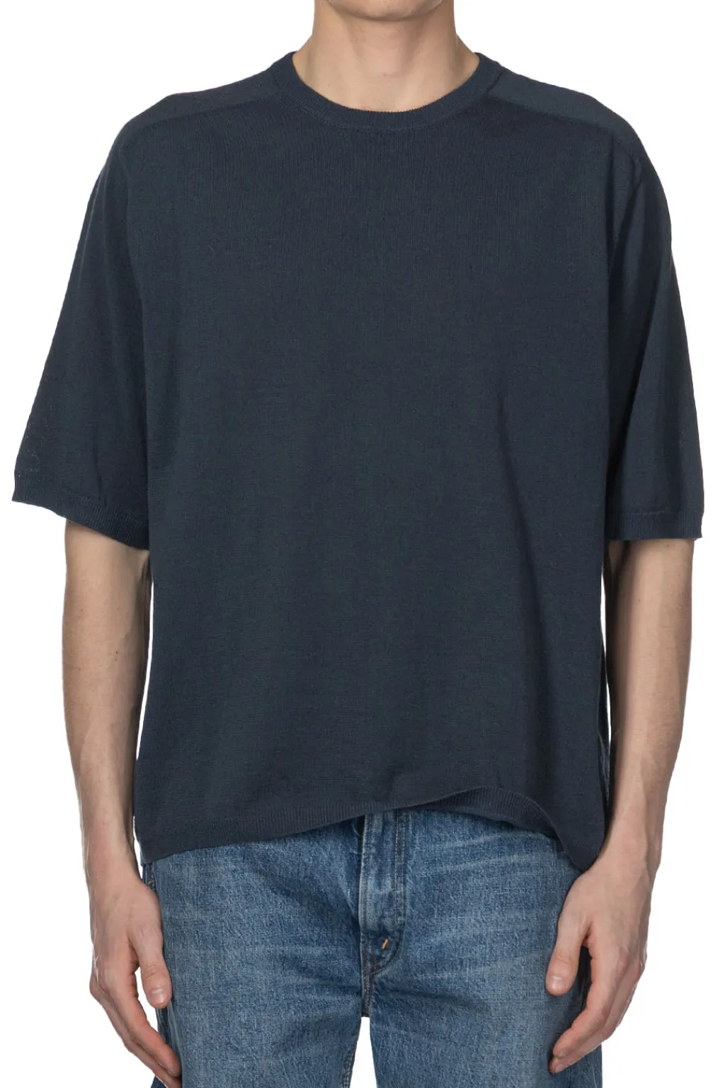 Best Still by Hand Half Sleeve Knit T-Shirt - Dusty Blue
