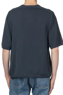 Best Still by Hand Half Sleeve Knit T-Shirt - Dusty Blue
