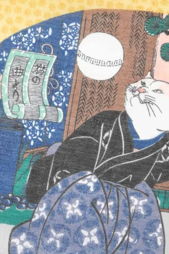 New Mino Washi Handkerchief - 47.5 x 47.5cm - Cat's Curved Fan - 3 Colors