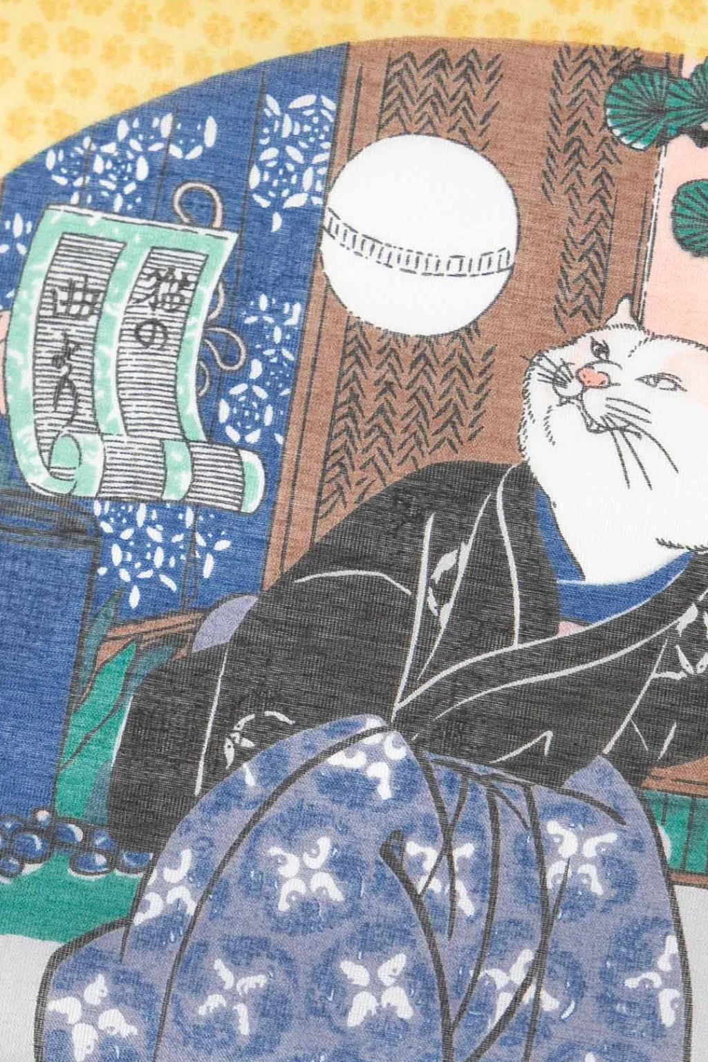 New Mino Washi Handkerchief - 47.5 x 47.5cm - Cat's Curved Fan - 3 Colors