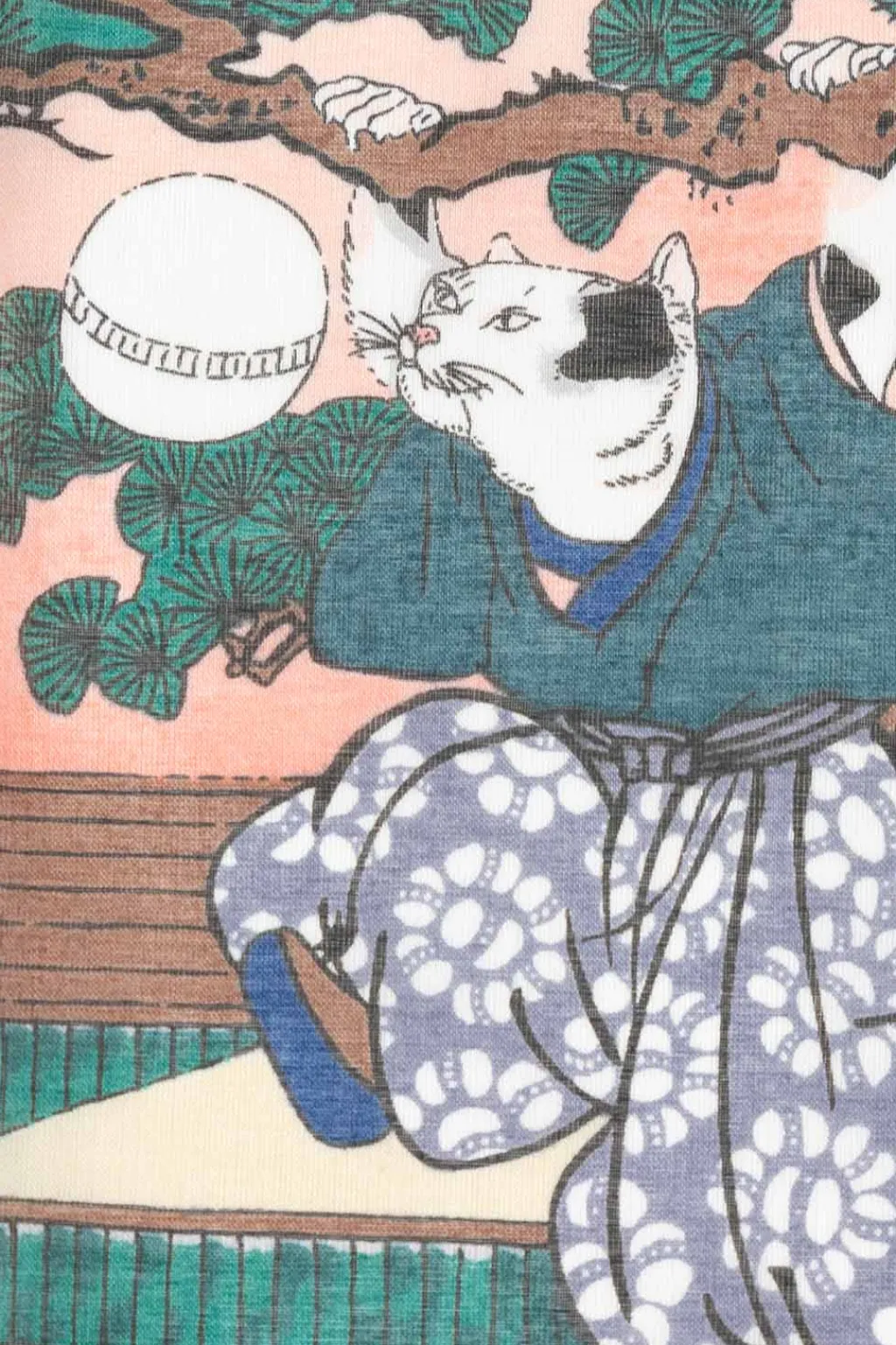 New Mino Washi Handkerchief - 47.5 x 47.5cm - Cat's Curved Fan - 3 Colors