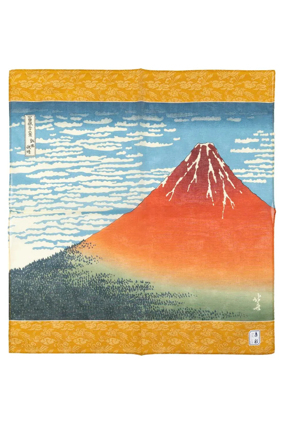 Best Mino Washi Handkerchief - 47.5 x 47.5cm - Hokusai Fuji - in 2 Color Choices