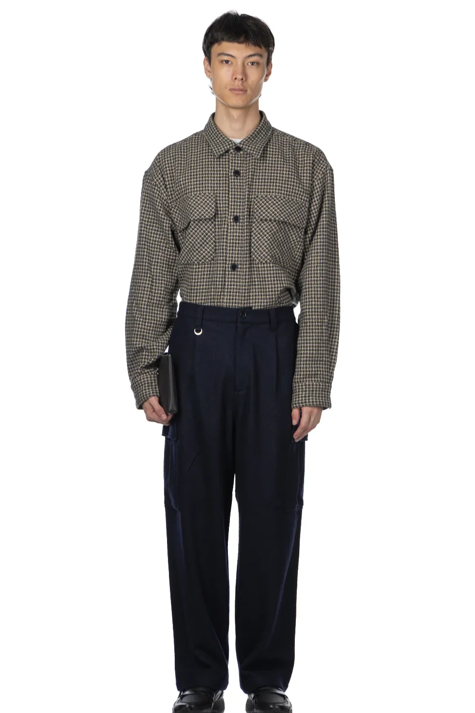 Fashion SOPHNET Hard Melton 1 Tuck Tapered Cargo Pants - Navy