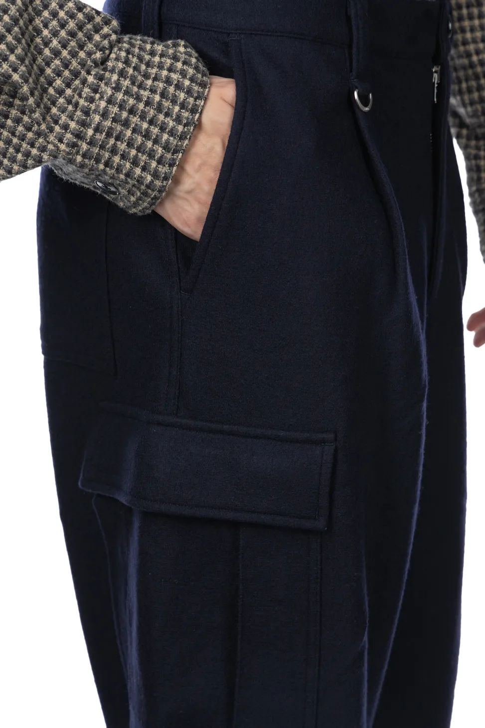 Fashion SOPHNET Hard Melton 1 Tuck Tapered Cargo Pants - Navy