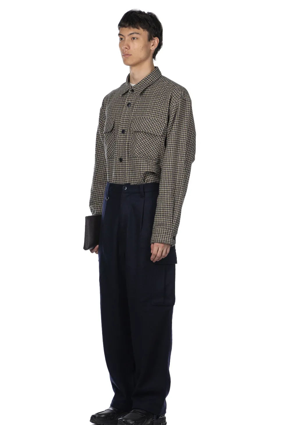 Fashion SOPHNET Hard Melton 1 Tuck Tapered Cargo Pants - Navy