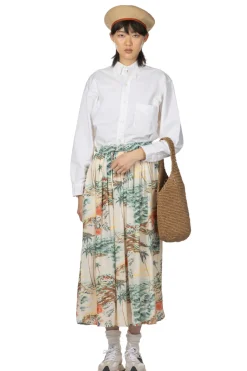 Fashion OrSlow Hawaiian Gathered Skirt - Ecru