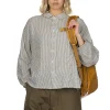 Clearance Nachukara Herringbone Layered Collar 2-Way Blouse - Grey