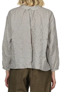 Clearance Nachukara Herringbone Layered Collar 2-Way Blouse - Grey