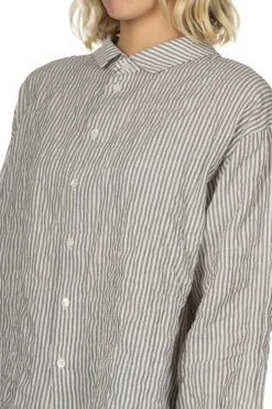 Clearance Nachukara Herringbone Layered Collar 2-Way Blouse - Grey