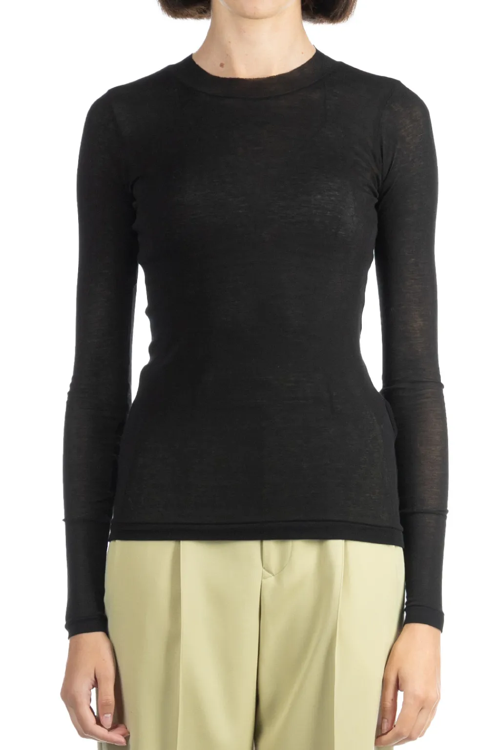 Best AURALEE HIGH GAUGE SHEER RIB L/S TEE - Black