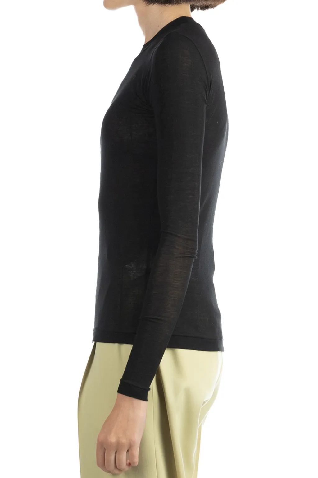 Best AURALEE HIGH GAUGE SHEER RIB L/S TEE - Black