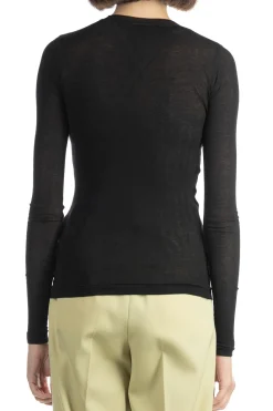 Best AURALEE HIGH GAUGE SHEER RIB L/S TEE - Black