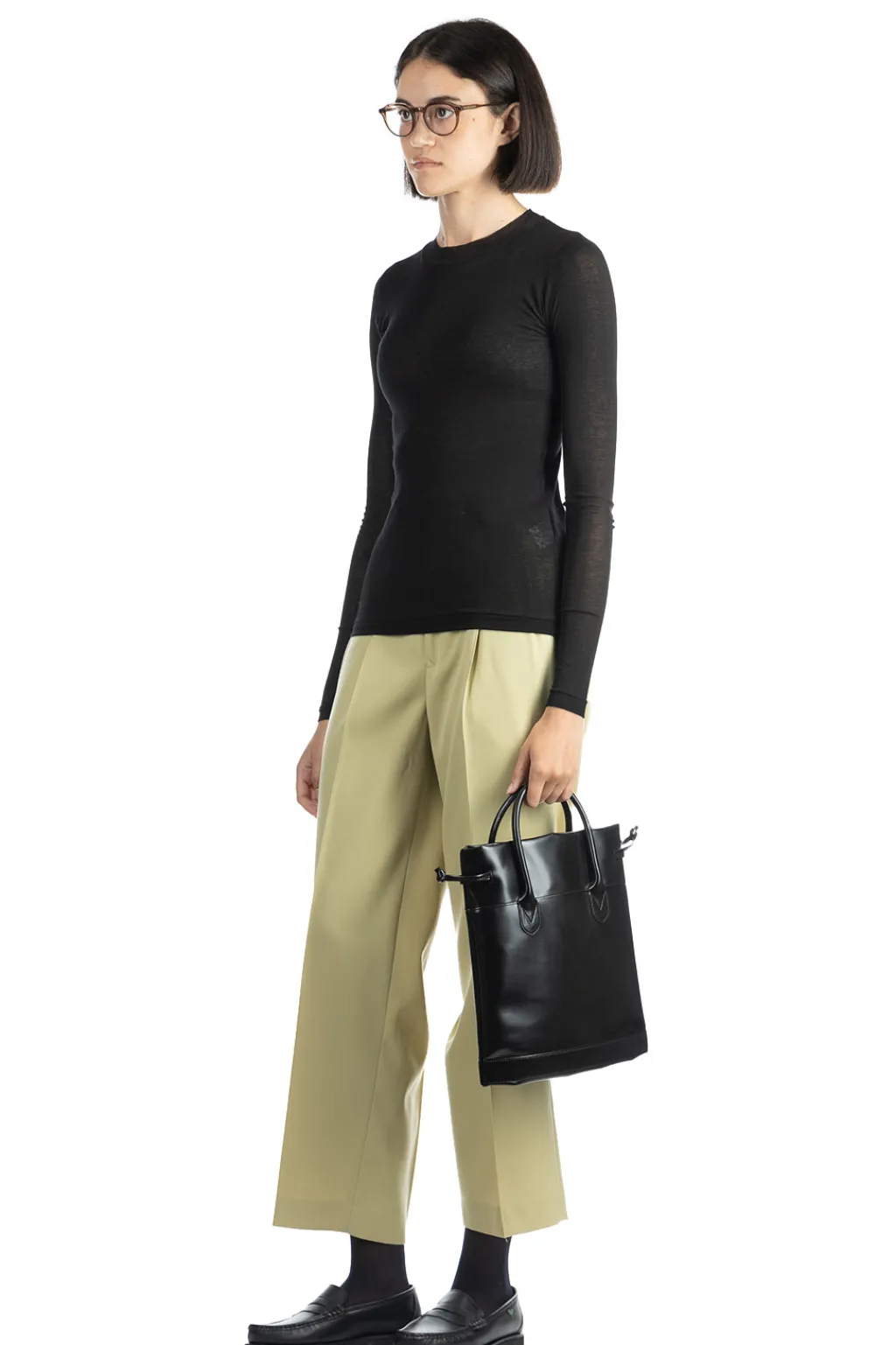 Best AURALEE HIGH GAUGE SHEER RIB L/S TEE - Black