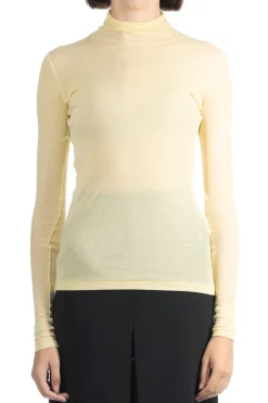 Online AURALEE HIGH GAUGE SHEER RIB TURTLE NECK L/S TEE - Yellow