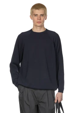 New Still by Hand High Twist Cotton Sweater - Navy