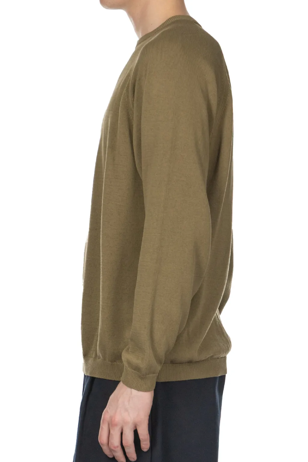 New Still by Hand High Twist Cotton Sweater - Olive