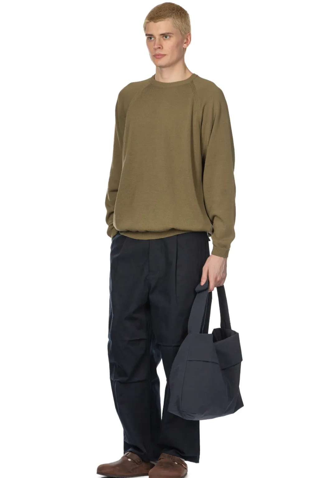New Still by Hand High Twist Cotton Sweater - Olive