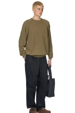 New Still by Hand High Twist Cotton Sweater - Olive