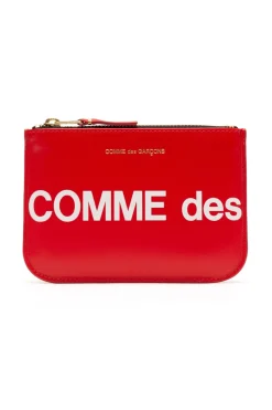 Discount Comme Des Garcons Wallets Huge Logo Zip Pouch - Red