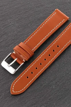 Discount KUOE Watch Italian Cordovan Leather Band - Whiskey - Silver Buckle - 18mm