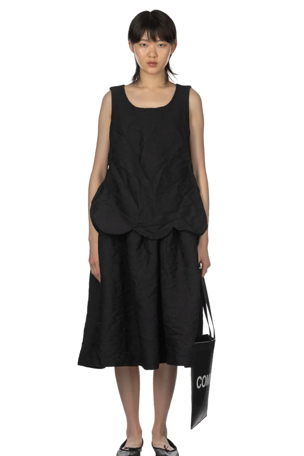 Hot Comme Des Garcons Comme Des Garcons Jacquard Floral Pattern Garment Dyed Dress - Black
